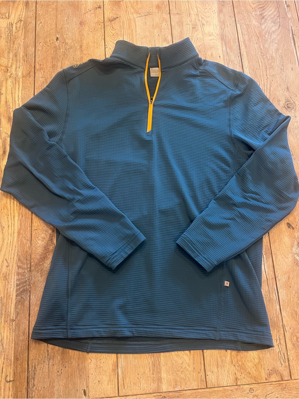 Ping Men's L Navy Quarter-Zip Pullover w/Yellow Trim for Golf Tennis Activewear
